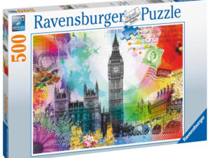 Lontoo postikortti palapeli on Ravensburgerin 500-palainen. Kuvassa lontoolaisia nähtävyyksiä ja brittiläisiä postimerkkejä. Värit ja rakennusten muodot helpottavat postikortti-palapelin kokoamista, joten tämä peli sopii vaikka koko perheen koottavaksi.
