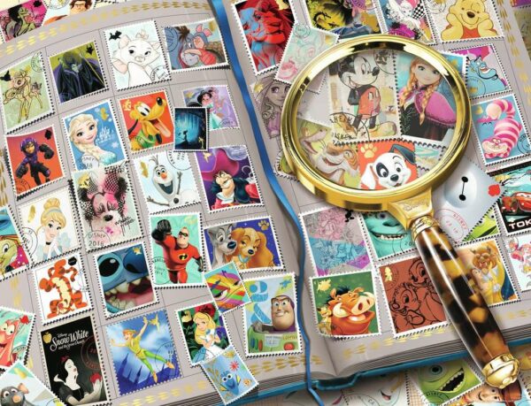 Disney My Favorite Stamps palapeli 2000 palaa on Disneyn ystävän ehdoton suosikki. Kukin postimerkki esittää ihastuttavaa Disneyn hahmoa. Postimerkeistä löytyy muun muassa Peter Pan, Mikki Hiiri, Nalle Puh, Kaunotar ja Kulkuri, Bambi ja Ihaa. 