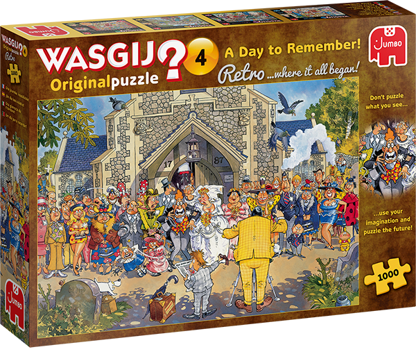 Wasgij Päivä jonka muistan palapeli (A Day to remember) kuuluu Wasgij Original -sarjaan, jossa kootaan se, mitä kansikuvan henkilö näkee. Saat käyttää mielikuvitustasi ja ratkaista palapeli ilman tietoa lopullisesta kuvasta. 
