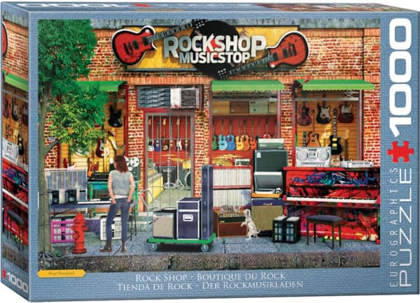 Rockshop palapeli on Eurographicsin musiikkiaiheinen 1000 palan palapeli. Kuvassa musiikkikauppa, jonka seinällä roikkuu kitarat ja ulos on kannettu esille erilaisia soittamiseen liittyviä tavaroita. Pieni Harrastepuoti