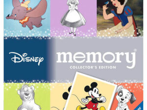 Disney-muistipeli on Walt Disney 100-vuotisjuhlajuhlaisu. Dumbo, Lumikki, Liisa Ihmemaassa, Mikki Hiiri ja muut Disney rakastetuimmat hahmot ihastuttavat jokaisessa muistipelin kortissa. Disney-peli sopii seurapeliksi lasten kesken tai lapset voivat haastaa aikuiset mukaan testaamaan muistia. Pelaaminen kehittää myös kärsivällisyyttä ja opettaa, että aina ei voi voittaa.