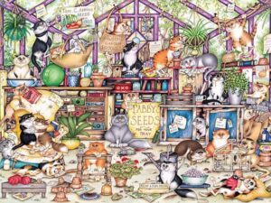 Gerty's Garden Retreat -palapeli on hauska kissapalapeli, jossa puutarhavajassa sattuu ja tapahtuu vaikka mitä. Gibsonsin 1000 palan palapeli.