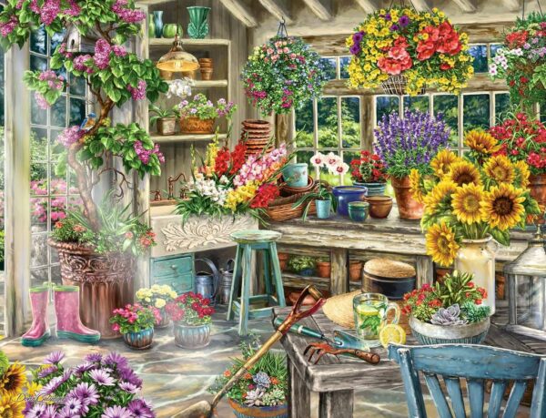 Puutarhurin paratiisi palapeli on Ravensburgerin 2000-palainen. Kuvassa värikkäät kukat kertovat puutarhurin innosta kasveja kohtaan. Eriväriset kukat ja puutarhavajan rakenteiden muodot helpottavat palapelin kokoamista. Työkalut lisäävät kiinnekohtia.