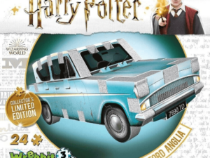 Weasley Family Car Ford Anglia -palapeli: Harry Potterista tuttu Ford Anglia 24 palan palapelinä. Palapelistä tulee kolmiulotteinen. Koko 18 x 24 cm.