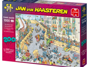 Jan van Haasteren Soapbox Race 1000 palaa on huumorintäytteinen kuten kaikki Haasteren-palapelit. Jan van Haasteren on hollantilainen pila- ja sarjakuvapiirtäjä, joka tunnetaan hullunhauskoista palapelikuvituksista. Jan van Haasteren hahmot ovat kaikki ilmeeltään persoonallisia, mikä tekee palapelin tekemisestä viihdyttävää. Jotkut hahmot löytyvät kaikista Jan van Haasteren peleistä.