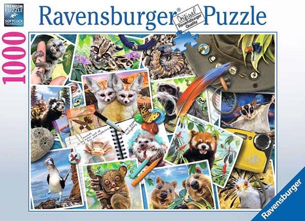 Eläimiä maailmalta palapeli (Travellers animal journal) on Ravensburgerin 1000 palan palapeli. Palapelin kuvassa matkailijat ovat ottaneet kuvia eri villieläimistä. 