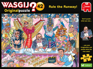 Wasgij Rule the runway palapeli kuuluu Wasgij Original -sarjaan, jossa kootaan se, mitä kansikuvan henkilö näkee. Saat käyttää mielikuvitustasi ja ratkaista palapeli ilman tietoa lopullisesta kuvasta.