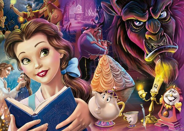 Disney Prinsessa: Kaunotar ja hirviö -palapeli 1000 palaa.  Tässä Ravensburgerin 1000 palan palapelissä Disneyn klassikko Kaunotar ja Hirviö sekä animaation muut tutut hahmot.