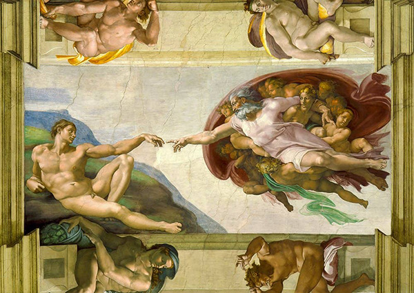 Aatamin luominen -palapeli; Aatamin luominen on Michelangelo Buonarrotin maalaus vuodelta 1511. Aatamin luominen 1000 palan taidepalapeli. Valmistaja Enjoy