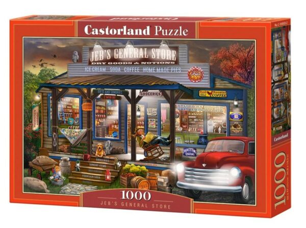 Jeb's General store palapeli on Castorlandin 1000-palainen. Kuvassa vanha auto odottaa kaupan pihalla. 