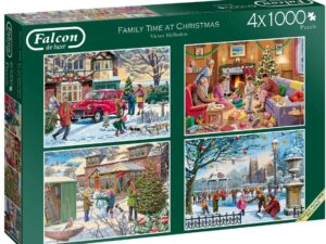 Family Time at Christmas -palapelit kuuluvat Falconin multipakkaukseen. Palapelilaatikossa on neljä ihastuttavaa joulu-aiheista 1000 palan joulupalapeliä. Palapelien mukana on jokaisesta palapelistä julistekuva auttamassa kokoamisessa. Valmiin palapelin koko 69 x 49 cm. Palapelin valmistaja Falcon de Luxe. 