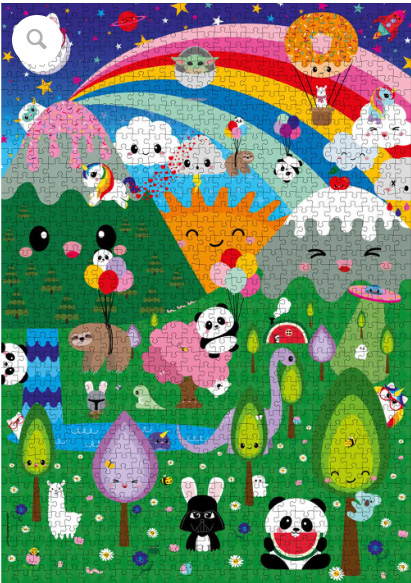 Kawaii Landscape on tudio Squidin suunnittelema värikäs ja Japani-henkinen 1000 palan palapeli. Kuvassa pandat ja muut hahmot tuovat kokoajalle iloa.