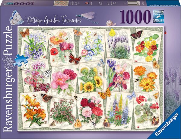 Puutarhan suosikit palapeli on Ravensburgerin 1000 palan kukkapalapeli, joka esittelee puutarhan suosikit. Kehäkukka, liljat, krassi, unikot, aurinkonkukat ja muut puutarhan ihanan värikkäät kukat. 
