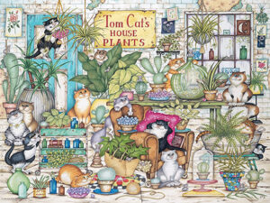  Crazy Cats kukkakaupassa palapeli on Ravensburgerin 500 palan palapeli. Linda Jane Smithin kuvitus on täynnä pieniä yksityiskohtia ja hassuja kissoja.