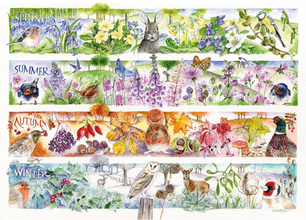 Neljä vuodenaikaa palapeli (The Four Seasons) on Schmidtin 1000-palainen. Kuvassa kevät, kesä, syksy ja talvi näyttäytyvät vuodenaikaan kuuluvin värein, kasvein ja eläimin. Pelin voi koota vaikka vuodenaika kerrallaan.
