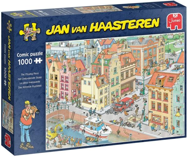 Jan van Haasteren Puuttuva palanen on 1000 palan palapeli. Van Haasteren hullun hauskat palapelit viihdyttävät ja sopivat vaikka koko perheelle.