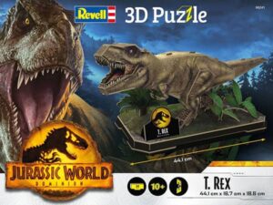 Jurassic World Dominion T. Rex -3D-palapelissä on 54 palaa. Tämä on mukavaa koottavaa nuoremmille ja vähän vanhemmillekin.  Palapeliin kuuluu jalusta.