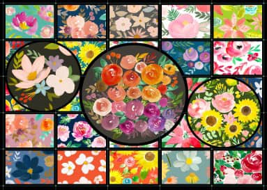 Lacy's Flower Garden palapeli, jossa on 1000 palaa. Valmistaja Enjoy Puzzles. Enjoyn palat saavat kiitosta, koska palat eivät kiillä ja niitä on mukava koota myös keinovas