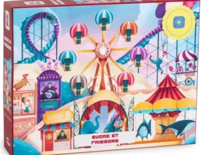 Sugar and Thrills palapeli on 1000 palan palapeli, jonka kuvassa huvipuiston laitteita. Heol Editions on Ranskassa valmistettu palapelimerkki. Palapelit ovat ranskalaisten taiteilijoiden kuvittamia. 1 % myynnistä lahjoitetaan hyväntekeväisyyteen.