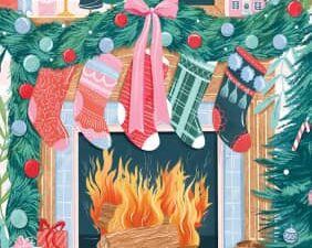 Christmas Fireplace palapeli on 500 palan joulupalapeli, jonka kuvassa ihana joulun tunnelma. Pieces & Peacen palat ovat himmeäpintaiset, ja palat menevät vain omille paikoilleen.