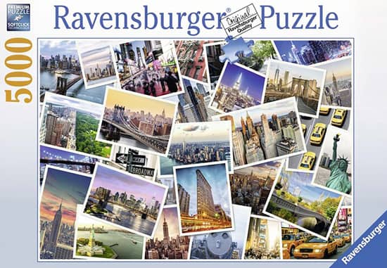 New York 5000 palan palapeli on Ravensburgerin palapeli, jonka kuvassa kollaasina kuvia New Yorkista. Matkusta Amerikkaan tämän palapelin mukana ja nauti maisemista ja nähtävyyksistä.