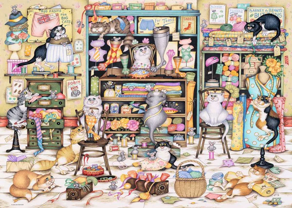 Crazy Cats kangaskaupassa palapeli on Ravensburgerin 1000 palan palapeli, jonka kuvassa hassut kissat leikkivät lankarullien, nappien ja kankaiden kanssa. Palapeli kuuluu kuvittaja Linda Jane Smithin Vintage-sarjaan.