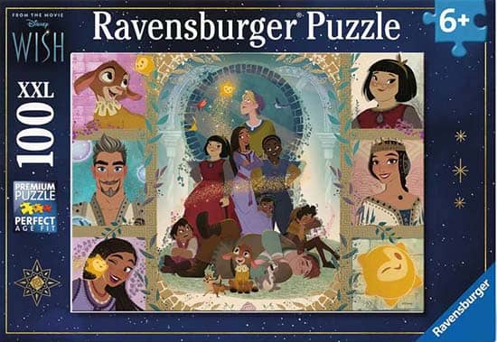 Disney Wish 100 palan palapeli on Ravensburgerin lasten palapeli. Palapelin kuva koostuu Disneyn hahmoista, joten palapeliä on kiva rakentaa vaikka hahmo kerrallaan.
