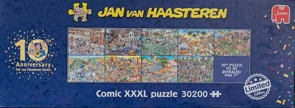 Jan van Haasteren Studio 30200 palan palapeli. Studio on Jan van Haasteren 10-vuotispäivän juhlajulkaisu. Studio koostuu 10 erillisestä palapelistä, joissa kussakin on 3162 palaa. Nämä 10 palapeliä voidaan koota myös yhdeksi kokonaiseksi palapeliksi. Yhteensä paloja on 31620.