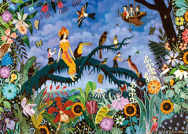 Nathan Puutarhani palapeli 1000 palaa on Alain Thomasin kuvittama fantasiapalapeli. Kuvassa nainen istuu puun oksalla värikkäät kukat ja kasvit ympärillään. Kuvassa on paljon yksityiskohtia, jotka helpottavat kokoamista.