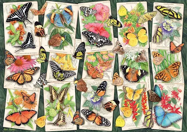 Trooppiset perhoset palapeli on Ravensburgerin 1000 palan palapeli. Palapeli on kevään 2024 uutuus.  Anne Searlen kuvitus esittelee trooppisessa ympäristössä elävät värikkäät perhoset kauniina kollaasina.