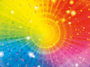 Abstrakti sateenkaari palapeli (Abstract rainbow) on 1000 palan palapeli. Kuvassa värit levittäytyvät kuin auringon säteet. Valmistaja Yazz Puzzles.