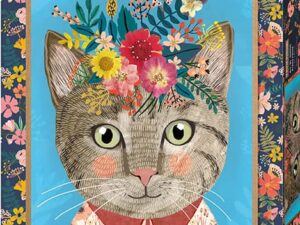 Pretty Feline palapeli on Heyen Floral Friend -sarjan 1000-palainen. Mia Charron kuvitus on viehättävä piirros, jossa kissa katsoo suoraan palapelin kokoajaan värikkäät kukat päässään. Kissapalapeli on todellinen kissojen ystävän toivelahja. 