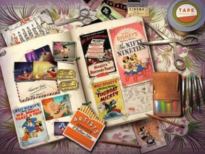 Disney Collectors Edition 1940 palapeli on Ravensburgerin 1000-palainen. Astu elokuvan ja viihteen kultaiseen aikakauteen tällä ihastuttavalla 1000 palan palapelillä, joka kunnioittaa Mikki Hiirtä 1940-luvulla. Tämä palapeli ei ole vain taideteos; se on matka ajassa, jossa Mikki on keskeisessä asemassa kahdessa klassisessa animaatiokuvassa: "Hinaaja Mikki" ja "Mr. Mouse Takes a Trip". Kun kokoat tätä palapeliä, sinut kuljetetaan 1940-luvun lumoavaan maailmaan. Palapelin reunaa koristavat huolellisesti toistetut vintaget teatteri- ja elokuvaliput, mikä on osoitus aikakauden rakkaudesta valkokankaaseen. Nämä liput ovat muistutus iloisista retkistä, joita perheet ja ystävät nauttivat noina taianomaisina aikoina.