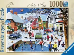 Talvinen kylä palapeli (Winter Village) on Ravensburgerin Pohjoismaiden ulkopuolisen malliston peli. Lammen jäällä luistellaan, maisema on peittynyt lumeen. 