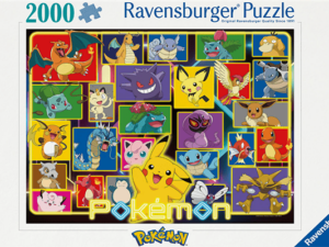 Pokémon 2000 palan palapeli on saksalaisen Ravensburgerin tuote. Kuvakollaasissa Pokemon-hahmot esittäytyvät kukin erivärisellä taustalla, mikä helpottaa palojen löytymisessä.