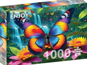 Butterfly in the Forest palapeli on Enjoyn 1000-palainen perhospalapeli. Upea perhonen on levittänyt siipensä kaikkien ihailtavaksi. Enjoyn palat eivät kiillä, ja palat ovat yksilölliset ja menevät vain omille paikoilleen.