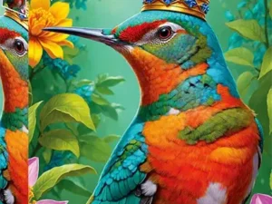 The King palapeli on Enjoyn 1000-palainen kolibripalapeli, jonka kuvassa upealla linnulla on kruunu päässään ja värikkäät kukat ympäröivät lintua. Enjoyn palat eivät kiillä, ja palat ovat yksilölliset ja menevät vain omille paikoilleen.