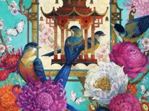 Aasialainen puutarha palapeli (The Asiatic Garden) on ranskalaisen Bluebirdin 1000-palainen. Kuvassa pionit, krysanteemit, perhoset ja linnut muodostavat kuvan, joka on kuin aasialainen seinävaate. Kirsikankukat täydentävät kokonaisuutta.