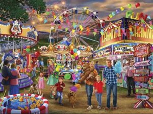 Huvipuisto palapeli (Family Fun Carnival) on ranskalaisen Bluebirdin 1000-palainen. Kuvassa äiti on kantaa kainalossaan valtavaa nallea, isällä on hattara ja lapset riemuitsevat. näkeä, kylttejä ja tivolin laitteita on valtavasti. Huvipuisto palapeli on kuva, joss on paljon yksityiskohtia, joista kokoamisen voi aloittaa. 