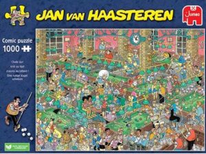 Jan van Haasteren Chalk up palapeli on alankomaalaisen Jumbon valmistama 1000-palainen.  Biljardi -aiheinen palapeli on hauska koottava vaikka illanvietossa. Jan van Haasteren on hollantilainen pila- ja sarjakuvapiirtäjä, joka tunnetaan hullunhauskoista palapelikuvituksista.