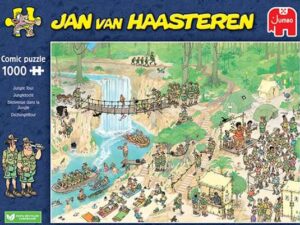 Jan van Haasteren Jungle Tour palapeli on hollantilaisen Jumbon valmistama 1000-palainen. Viidakkopalapeli vie huimiin seikkailuihin viidakkoon.