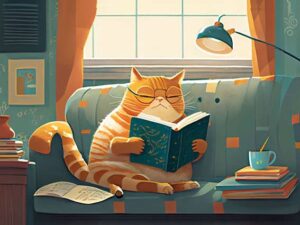 Kissa ja kirjat palapeli (Cat & Books) on Yazz Puzzlesin 1000-palainen. Kuvassa kissa keskittyy kirjojen lukemiseen. Tunnelma ja värit ovat rentouttavat.  Yazzin palapelit ovat laadukkaita ja palat asettuvat nätisti omille paikoilleen. Valmistaja on Magnolia Puzzlesin sisarvalmistajamerkki.