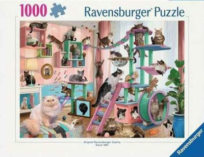 Cat Tree Heaven palapeli 1000 palaa on Ravensburgerin syksyn 2024 uutuus kissapalapeli.