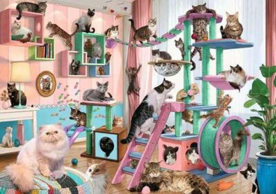 Cat Tree Heaven palapeli 1000 palaa on Ravensburgerin syksyn 2024 uutuus kissapalapeli.