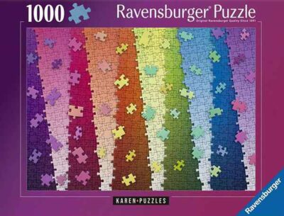 Colors On Colors palapeli on Karen Puzzlesin suunnittelema Ravensburgerin syksyn 2024 uutuus. 