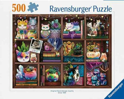 Cubby Cats and Succulents palapeli 500 palaa on Ravensburgerin syksyn 2024 uutuus kissapalapeli. 