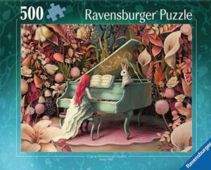 Rabbit Recital palapeli 500 palaa on Ravensburgerin syksyn 2024 uutuus. Kuvitus Demelsa Houghton