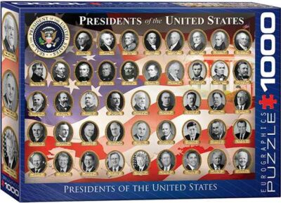 Presidents of the United states palapeli 1000 palaa on kanadalaisen palapelimerkki Eurographicsin valmistama presidentti-aiheinen palapeli. Kuvassa esitellään Yhdysvaltojen presidentit.