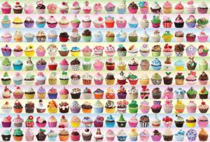 Cupcakes galore palapeli 2000 palaa on kanadalaisen Eurographics Puzzlesin värikäs leivosaiheinen palapeli.