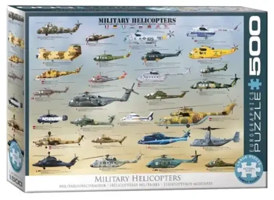 Military helicopters palapeli 500 palaa on kanadalaisen Eurographics Puzzlesin valmistama helikopteri-aiheinen palapeli. Kuvakollaasissa eri mallisia helikoptereita, ja niiden ohessa tiedot mallista.